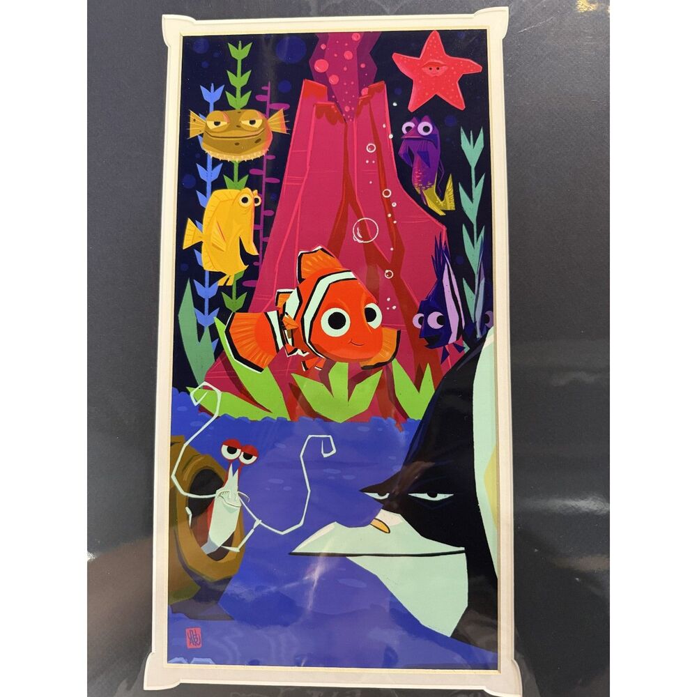 Disney Parks Finding Nemo In the Tank Shar Tuiasoa Art Print 14x18 Double Matted
